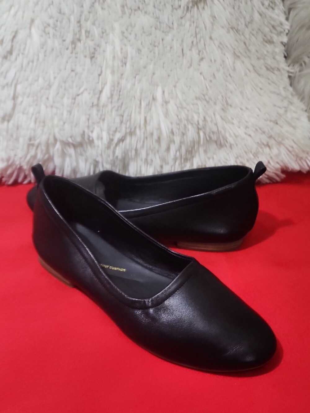 Clarks Fawna Soft Black Leather Slip-On Ballet Flats - Picture 5 of 12